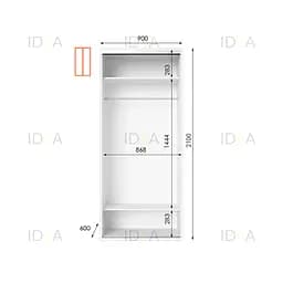 Шафа-купе Idea серія 9 90 x 60 x 210 см Білий Дзеркало - мініатюра 2