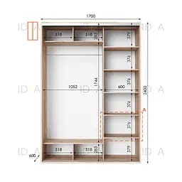 Шафа-купе Idea серія 1 170 x 60 x 240 см Дуб сонома Дзеркало - мініатюра 2