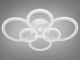 Стельова LED-люстра Diasha 8022/6WH 110W, 6 кілець, 3 кольори світла, Ø58x80 см, диммер, пульт - мініатюра 5