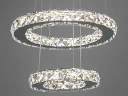 Люстра стельова LED Diasha 7206-3W/300+200HR "Кришталеві кільця", 30W, хром, для вітальні, коридору, кухні - мініатюра 3