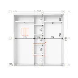 Шафа-купе Idea серія 6 200 x 45 x 210 см Білий Дзеркало - мініатюра 2