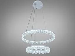 Стильна підвісна LED-люстра для залу Diasha MD78201/600+400WH, біла, 2 кільця, 82 W, акриловий декор - мініатюра 4