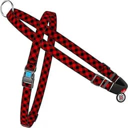 Шлея для собак Waudog Nylon Шотландка червона, з QR паспортом, швидкознімна, 45-65х55-80х2 см (5399)