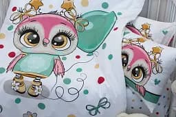 Комплект постільної білизни в ліжечко Tag Tekstil 100x140 бавовна Little owl для немовлят Сова (рожевий) - мініатюра 3
