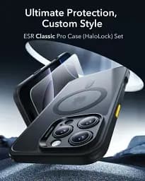Чохол із захистом на камеру + захисне скло ESR Classic Hybrid Case (HaloLock) Set Frosted Black для iPhone 16 Pro Max (1A7790104) - мініатюра 2