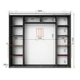 Шафа-купе Idea серія 7 240 x 60 x 210 см Антрацит Дзеркало - мініатюра 2