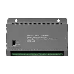 Блок живлення Kraft KRF-1216B (16CH) 200W, 16 каналів навантаження, 12V/1A на 1 канал, з регулятором напруги для компенсації довжини кабелю (43-00146) - мініатюра 2