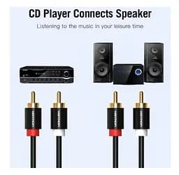 Комутаційний кабель 2xRCA-2xRCA Vention VABR06B100 1 м Black - мініатюра 2