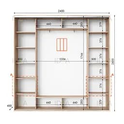 Шафа-купе Idea серія 4 240 x 45 x 240 см Дуб сонома Дзеркало - мініатюра 2
