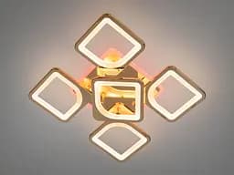 Люстра стельова LED Diasha S8060/4+1G, 85W, 3200K-6500K, золото, сучасний стиль для дому - мініатюра 3