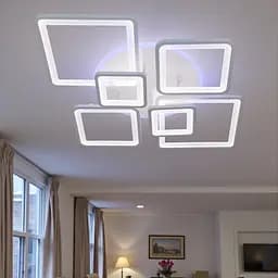 Стельова LED-люстра Diasha 8160/6WH 3color з пультом і димером, біла, 150 W, 6325 lm, сучасні квадратні LED-плафони 97x71 - мініатюра 2