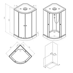 Душове огородження Deep 1/4 Round AM.PM Gem 90×90 см, без піддону, чорний профіль W90UG-401A9090-BT - мініатюра 7