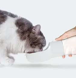 Пляшка-поїлка для тварин Semi Pets Feeder 255 мл + 200 мл 2 відділення, White з пакетами та лопаткою - мініатюра 2