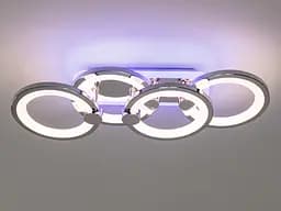Люстра стельова LED Diasha H8022/2+2HR, 65W, 3200K-6500K, хром, сучасний стиль, з пультом, для дому - мініатюра 2