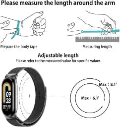 Ремінець для фітнес-браслета Boorui для Xiaomi Mi Band 8 і 9 міланська петля чорний - мініатюра 5