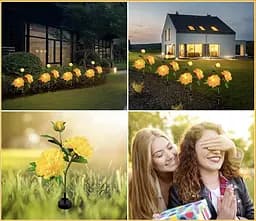 Світильники Sun Lamp садові на сонячній батареї квіти півонія 2 шт - мініатюра 6