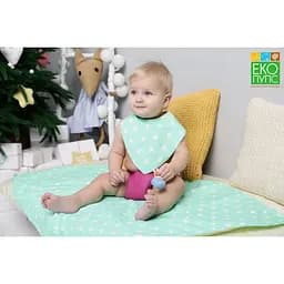 Непромокаючий слинявчик-бандана Еко Пупс Eco Cotton Зірочки 30х21 см ментоловий (BEC-011) - мініатюра 4