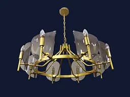 Люстра стельова Levistella 756LPR0032-8 GD+BK, 8 плафонов, E14, золотий, чорне скло, сучасний стиль для вітальні - мініатюра 2
