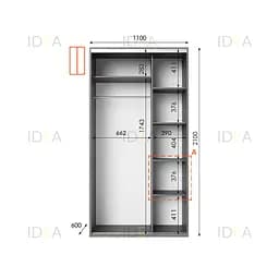 Шафа-купе Idea серія 5 110 x 60 x 210 см Венге темний Дзеркало - мініатюра 2