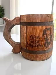 Дерев'яний пивний кухол ручної роботи з гравіюванням (Дуб) Темний - мініатюра 2