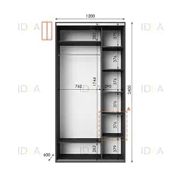 Шафа-купе Idea серія 1 120 x 60 x 240 см Антрацит - мініатюра 2