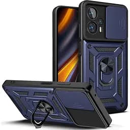 Ударостійкий чохол Camshield Serge Ring Xiaomi Poco X4 GT Синій, TPU+PC, Шторка на камеру