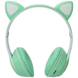 Дитячі навушники Cat MZ-023 Bluetooth RGB підсвічування FM microSD з котячими вушками зелений - мініатюра 2