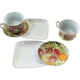 Сервіз порцеляна "Тюльпани" 2 чашки 170 мл + 2 блюдця (h-6.5 см, d-8.5 см, блюдце 21х12 см) (2C3050)