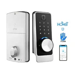 Замок біометричний автономний Trinix TRL-5203BTF Silver Left з Bluetooth, зчитувачем відбитків пальців і карт Mifare (65-00055) - мініатюра 1