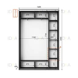 Шафа-купе Idea серія 1 160 x 45 x 240 см Антрацит Дзеркало - мініатюра 2