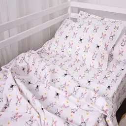 Комплект постільної білизни MirSon Бязь Kids Time 17-0529 Bunnies 143x210 см білий (2200008612573) - мініатюра 3