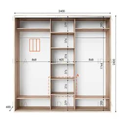 Шафа-купе Idea серія 2 240 x 60 x 240 см Дуб сонома Дзеркало - мініатюра 2
