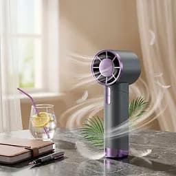 Портативний мінівентилятор Wuji Handheld Fan DS1013 на акумуляторі, 3,8 Вт, сіро-фіолетовий, ручний вентилятор - мініатюра 2
