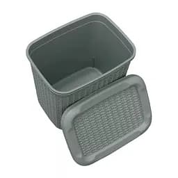 Корзина Ucsan Plastik KNIT прямокутна з кришкою сiрий металiк 10 л (86008.2) - мініатюра 2