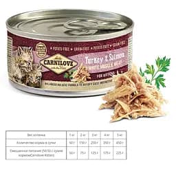 Вологий корм для кошенят Carnilove Turkey&Salmon Kitten Індичка і лосось 100 г - мініатюра 2