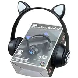 Дитячі навушники Cat MZ-023 Bluetooth RGB підсвічування FM microSD з котячими вушками чорний - мініатюра 4