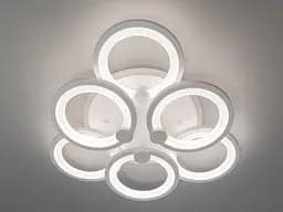 Люстра стельова LED Diasha 8022/3+3WH, 115W, 3200K-6500K, білий метал, з пультом диммером, сучасний стиль для дому - мініатюра 4