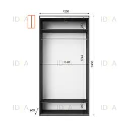 Шафа-купе Idea серія 8 120 x 60 x 240 см Антрацит Дзеркало - мініатюра 2