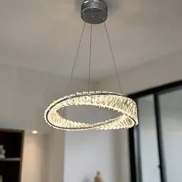 Підвісна LED-люстра кільце Linisoln 548-500 CH 55W, діаметр 50 см, метал і кришталь - мініатюра 4