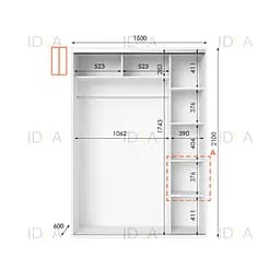 Шафа-купе Idea серія 5 150 x 60 x 210 см Білий Дзеркало - мініатюра 2