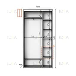 Шафа-купе Idea серія 1 120 x 45 x 240 см Венге темний Дзеркало - мініатюра 2