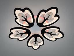 Стельова LED люстра Diasha 8148/5BK LED 3color чорна 5 пелюсток пульт димер - мініатюра 2