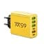 Блок живлення, мережевий зарядний пристрій 65 Вт, 4-USB + 2-Type-C, адаптер для зарядки YEllow - мініатюра 1