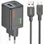 СЗУ Amaya E81S PD30W+QC3.0 (1USB-A/1C) + кабель USB to Type-C Black - миниатюра 1