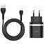 Мережевий зарядний пристрій Hoco C12Q (1USB, 3А) QC3.0 Black + кабель MicroUSB (S23567) - мініатюра 1