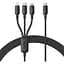 Кабель 3 в 1 Baseus Silky One-for-Three Fast Charging Cable USB-C to M+L+C 100W 1.5 м Чорний - мініатюра 1