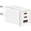 Мережевий зарядний пристрій Baseus GaN5 Pro Fast Charger 2C + U 65W White Type-C to Type-C (CCGP120202) - мініатюра 1