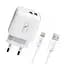 Зарядний пристрій SkyDolphin SC22EBL (2USB, 2.1A) White + кабель Lightning (MZP-000162) - мініатюра 1