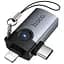 Перехідник Hoco UA46D OTG 2in1 Lightning male/Type-C male to USB female Metal gray - мініатюра 5