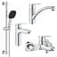 Набір змішувачів 4 в 1 для ванної кімнати та кухні Grohe QuickFix Start M-Size UA202301KE, Хром - мініатюра 1